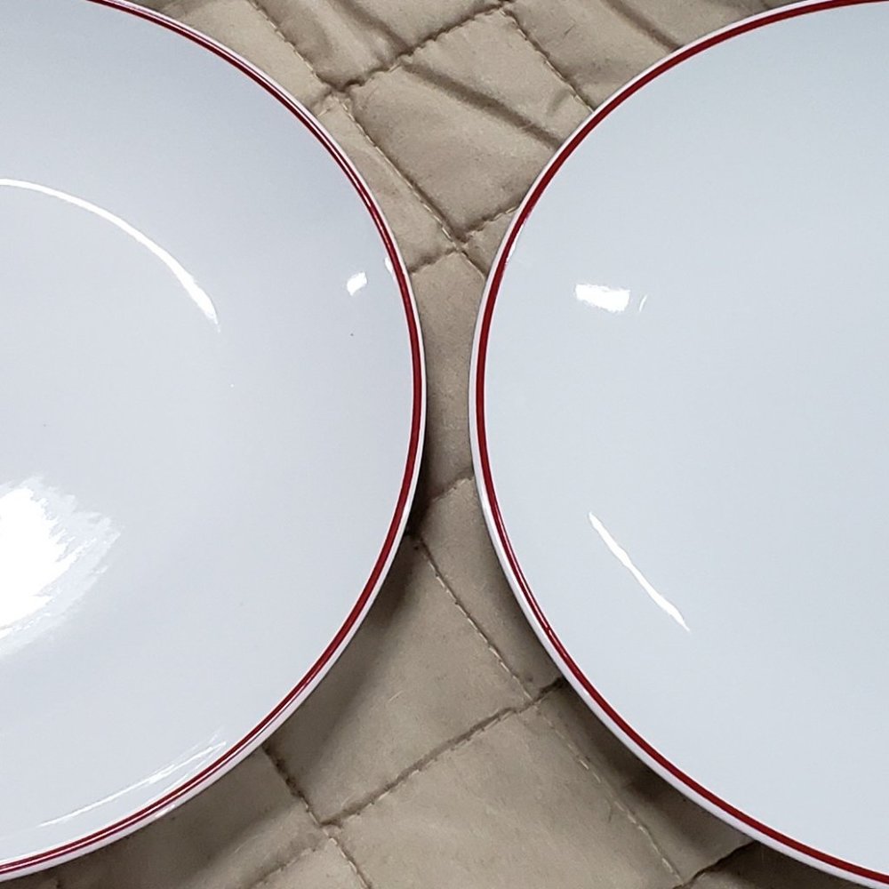 Threshold - 8" 4pk Stoneware Salad Plates Red - White with Red Rim - Picture 3 of 4